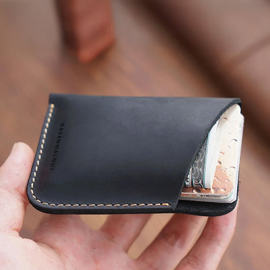 Minimalist Pure Leather Card Holder | Slim Handmade Leather Wallet