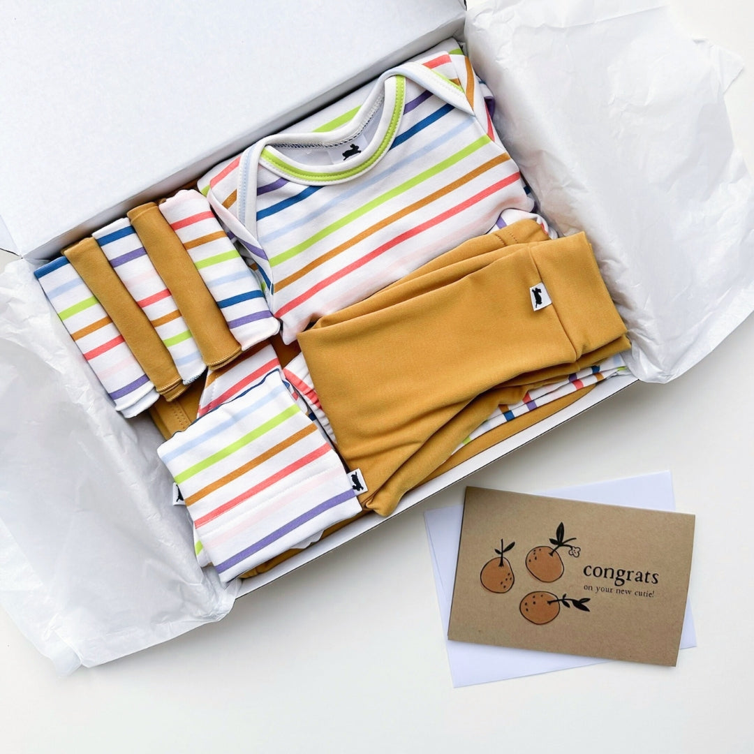 Bamboo Baby Capsule Gift Box - Rainbow Stripe & Sunflower