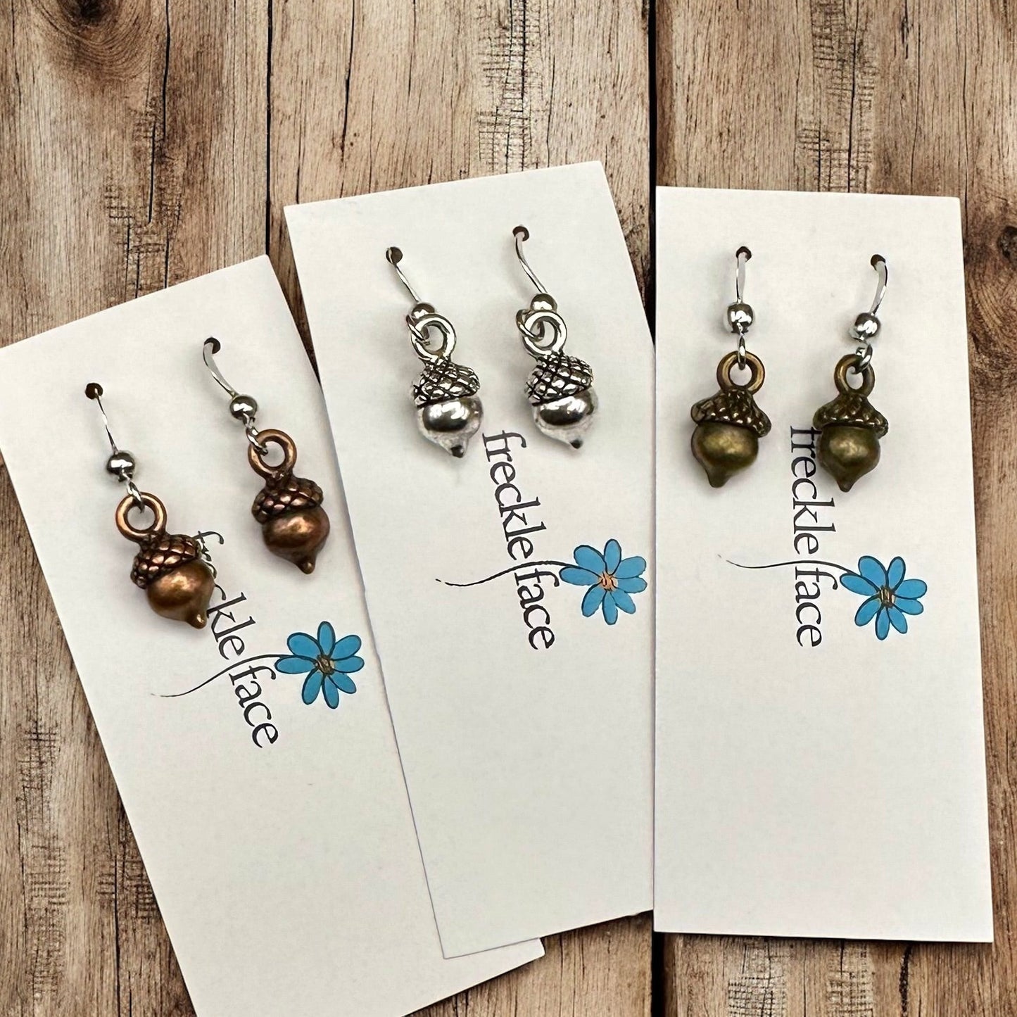 Simple Acorn Earrings β Minimalist Autumn-Inspired Earrings in Mixed Metals