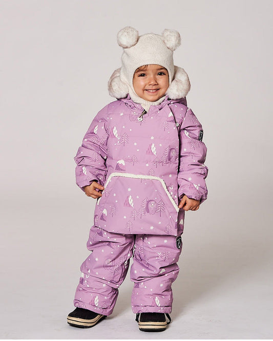 Two-Piece Baby Snug Snowsuit Purple Bear Print
