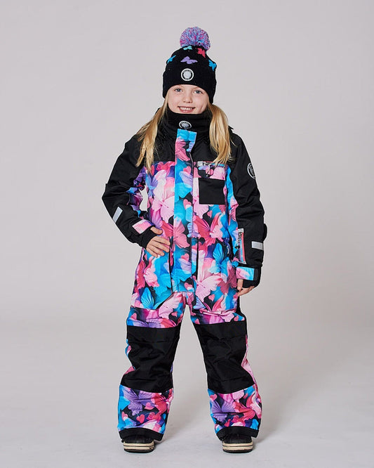 One-Piece Play Snowsuit Black Butterfly Print