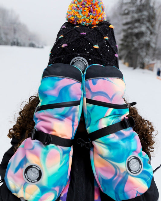 Winter Mittens Teknik Pink And Blue Marble