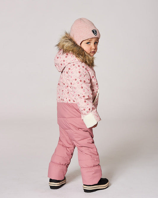 Lined Baby Knit Hat With Ears And Strings Dusty Pink