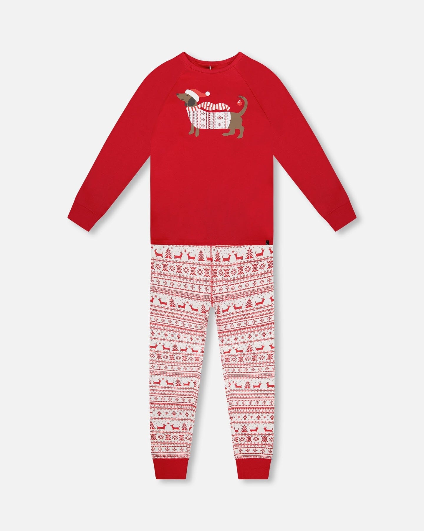 Adult Men Organic Cotton Two-Piece Pajama Set Red And White