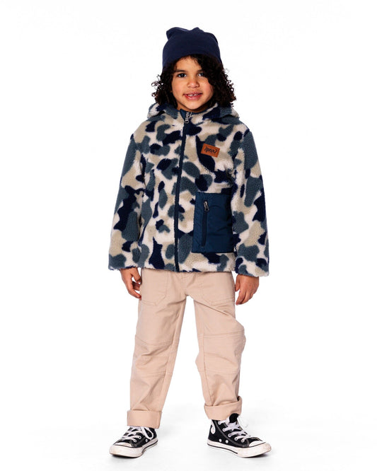 Reversible Mid-Season Sherpa Jacket Blue Camo