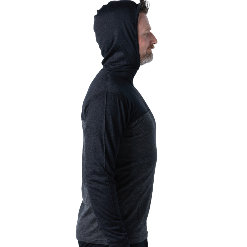 Men’s Merino Wool 1/4 Zip Hoodie Pullover – Performance Base Layer