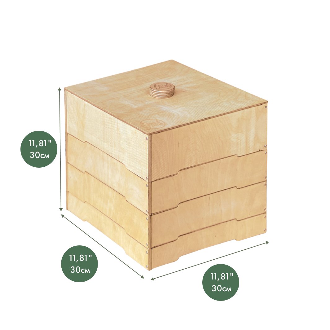 Wooden Construction Parts Sorter – 4-Compartment Storage Box for Kids