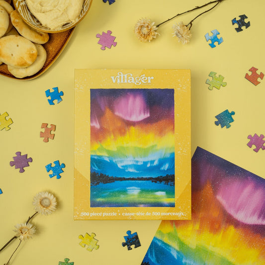 Rainbow Northern Lights | Eco-Friendly 500-Piece Puzzle for Adults | Designed in Canada by Carly Gordon | Best Rated Finds