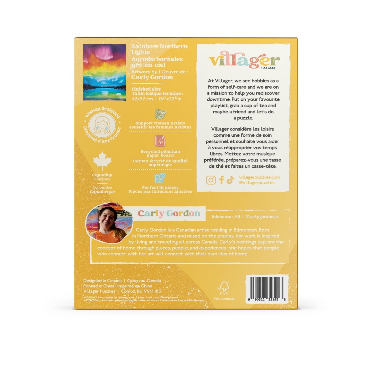 Rainbow Northern Lights | Eco-Friendly 500-Piece Puzzle for Adults | Designed in Canada by Carly Gordon | Best Rated Finds