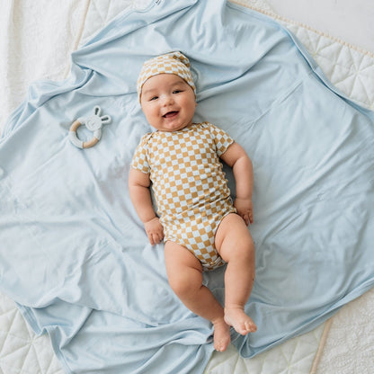 Bamboo Baby Capsule Gift Box - Blue Checkers & Powder Blue