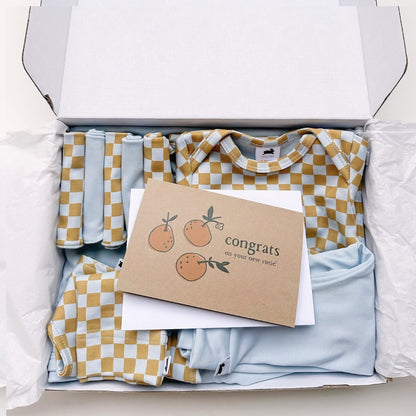 Bamboo Baby Capsule Gift Box - Blue Checkers & Powder Blue