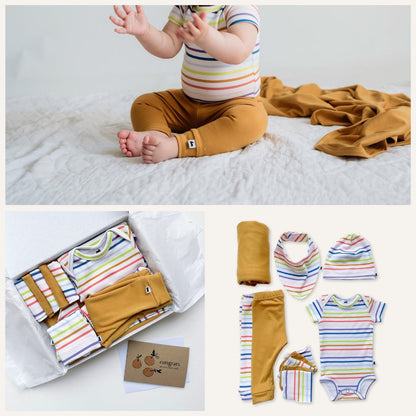 Bamboo Baby Capsule Gift Box - Rainbow Stripe & Sunflower