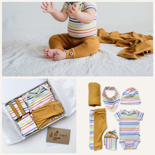 Bamboo Baby Capsule Gift Box - Rainbow Stripe & Sunflower