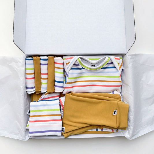 Bamboo Baby Capsule Gift Box - Rainbow Stripe & Sunflower