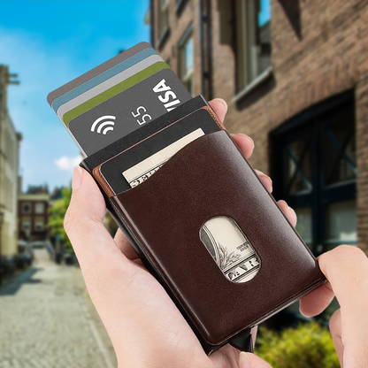 Leather Pop Up Card Holder | Leather Wallet | RFID Blocking | Minimalist Wallet