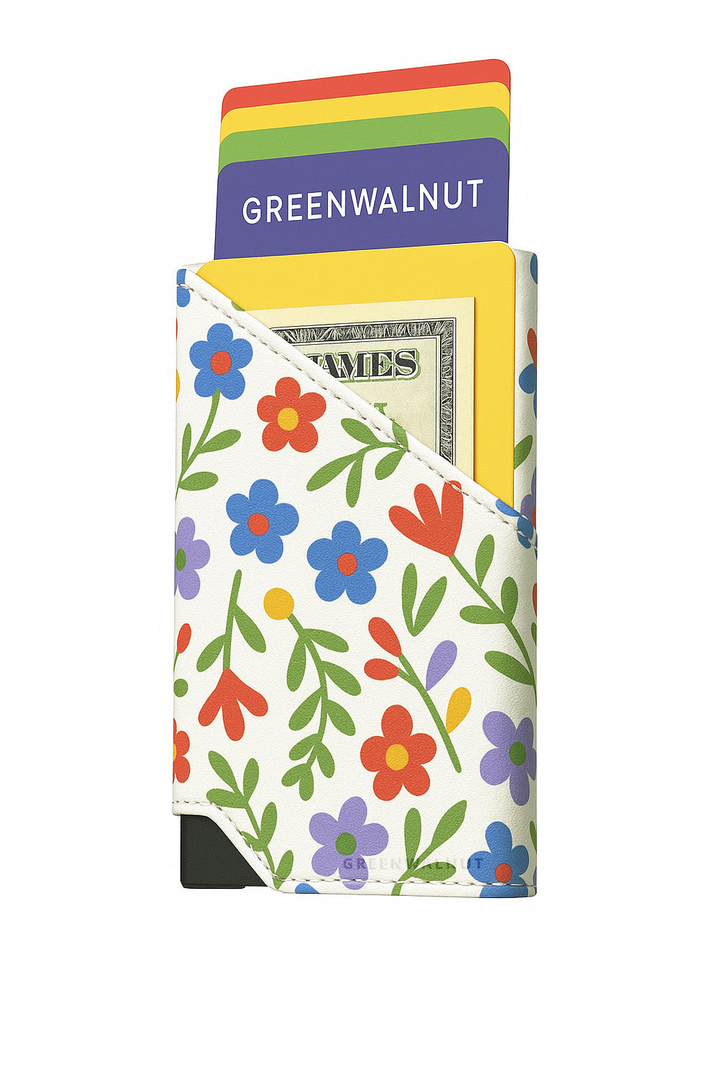 Slim Pop-Up Wallet | Floral Aluminium Wallet Card Holder | Rfid Blocking Minimalist Pop up Credit Card Holders