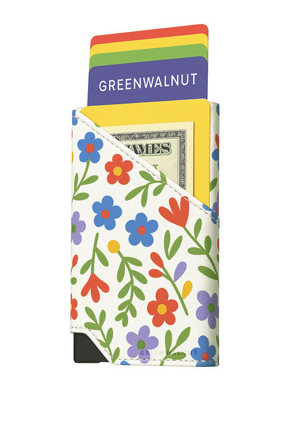 Slim Pop-Up Wallet | Floral Aluminium Wallet Card Holder | Rfid Blocking Minimalist Pop up Credit Card Holders