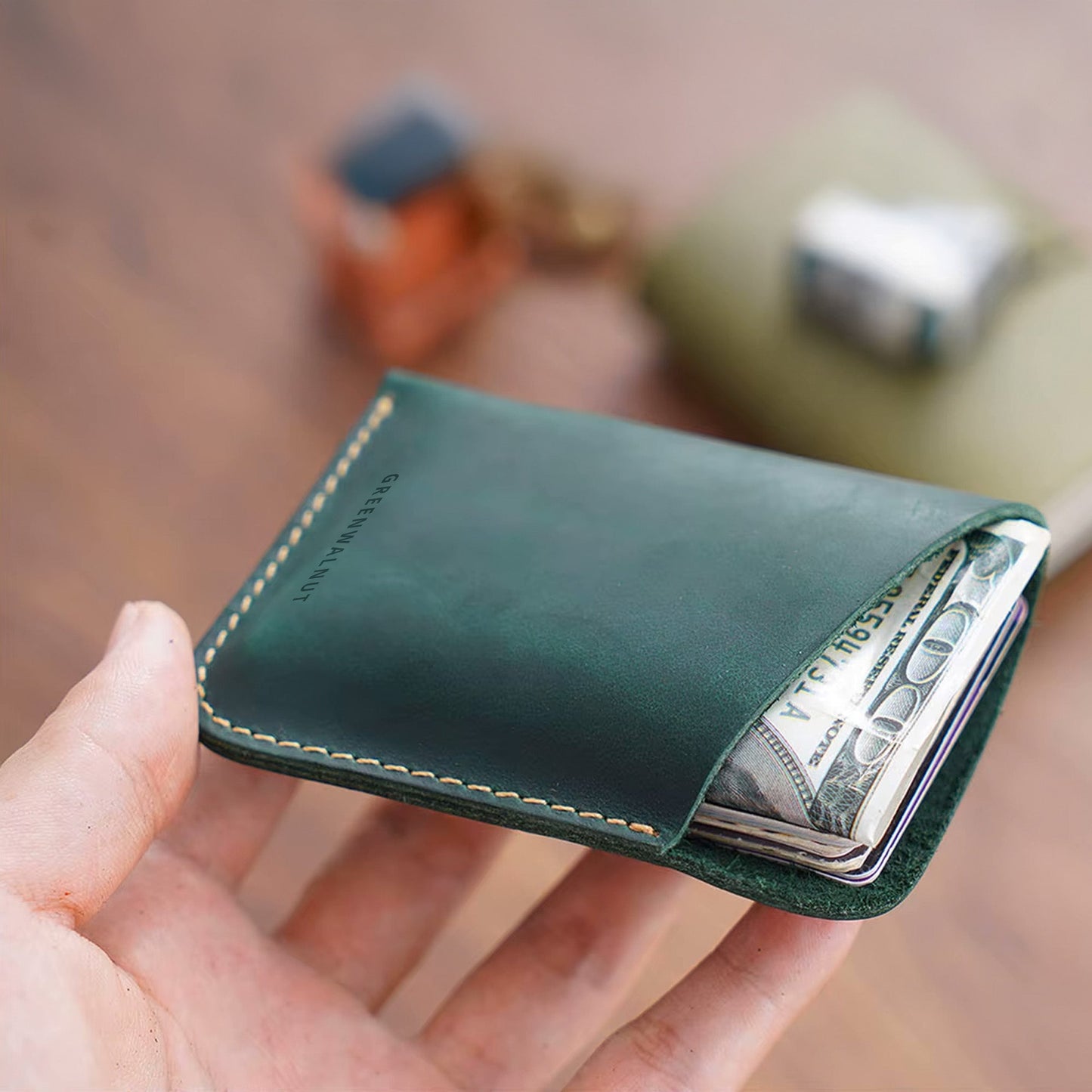 Minimalist Pure Leather Card Holder | Slim Handmade Leather Wallet