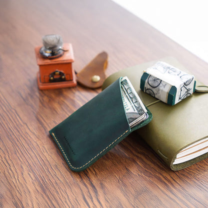 Minimalist Pure Leather Card Holder | Slim Handmade Leather Wallet