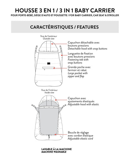 3-In-1 Multifunction Cover For Car Seat, Stroller, And Baby Carrier In Off-White
