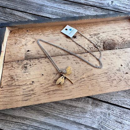 Gold Dragonfly Necklace