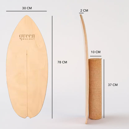 Wooden Balance Board | Surfing Balance Board with Cork Roller