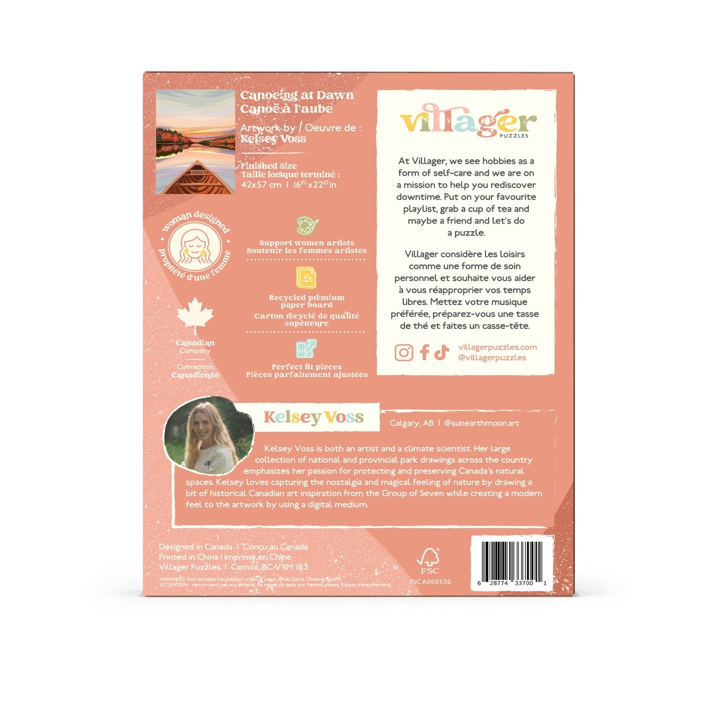 Canoeing at Dawn | Eco-Friendly 500-Piece Puzzle for Adults | Designed in Canada by Kelsey Voss | Best Rated Finds