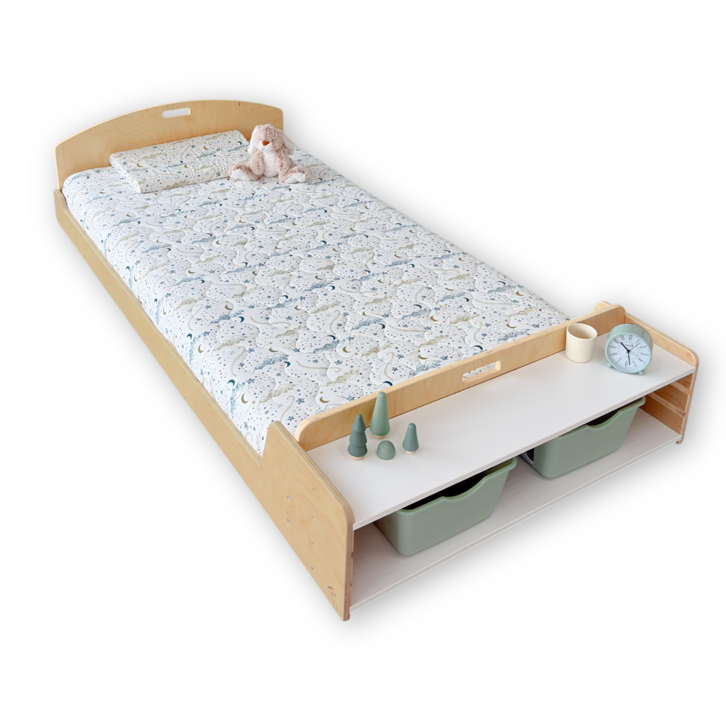 CHERRY TWIN - Montessori Floor Bed with Shelves