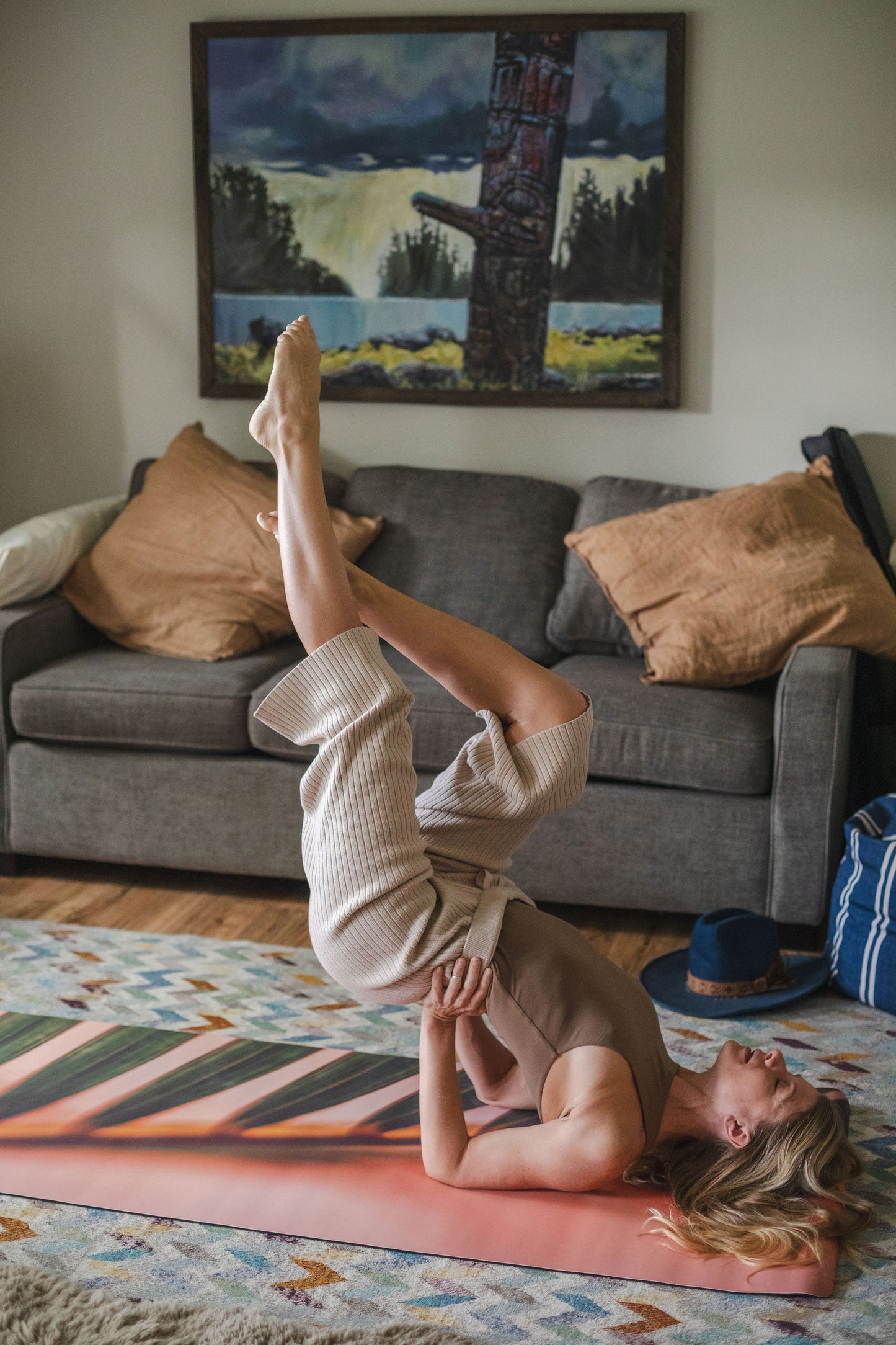 Sunrise Palms – Non-Toxic Yoga & Pilates Mat – Art Design, Canada