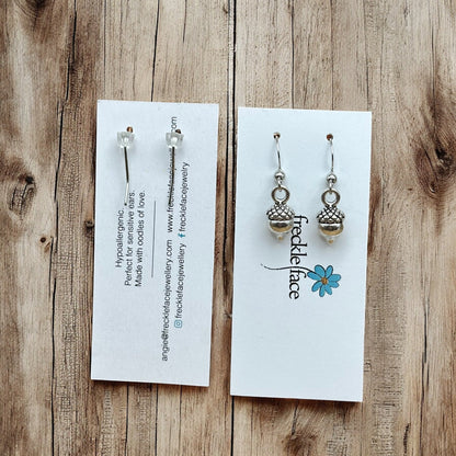 Simple Acorn Earrings – Minimalist Autumn-Inspired Earrings in Mixed Metals