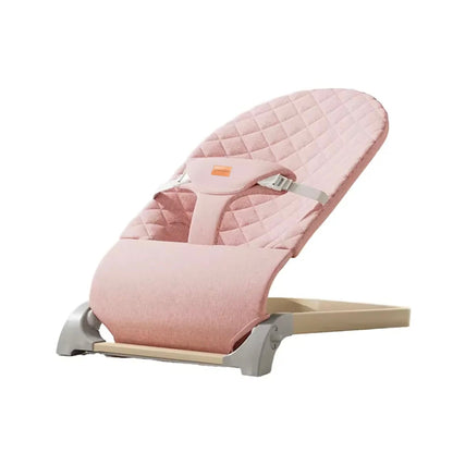 Ergonomic Quilted  Baby Bouncer & Rocker with Removable Toy Bar, Adjustable Safety Harness , Baby Bouncinette (Pink)