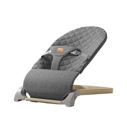 Ergonomic Quilted  Baby Bouncer & Rocker with Removable Toy Bar, Adjustable Safety Harness , Baby Bouncinette (Grey)