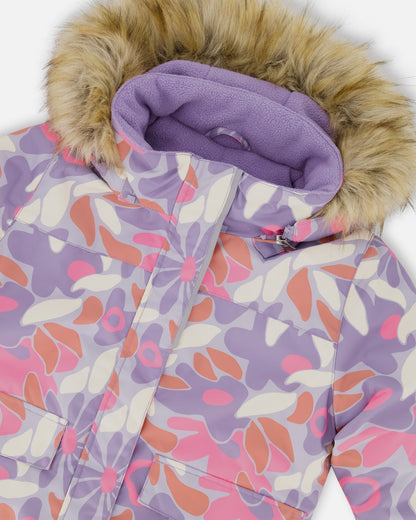 Two-Piece Discover Snowsuit With Printed Jacket Purple Gray