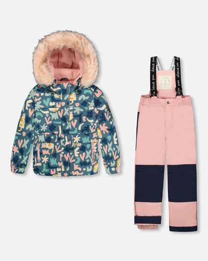 Two-Piece Discover Snowsuit With Printed Jacket Dusty Pink
