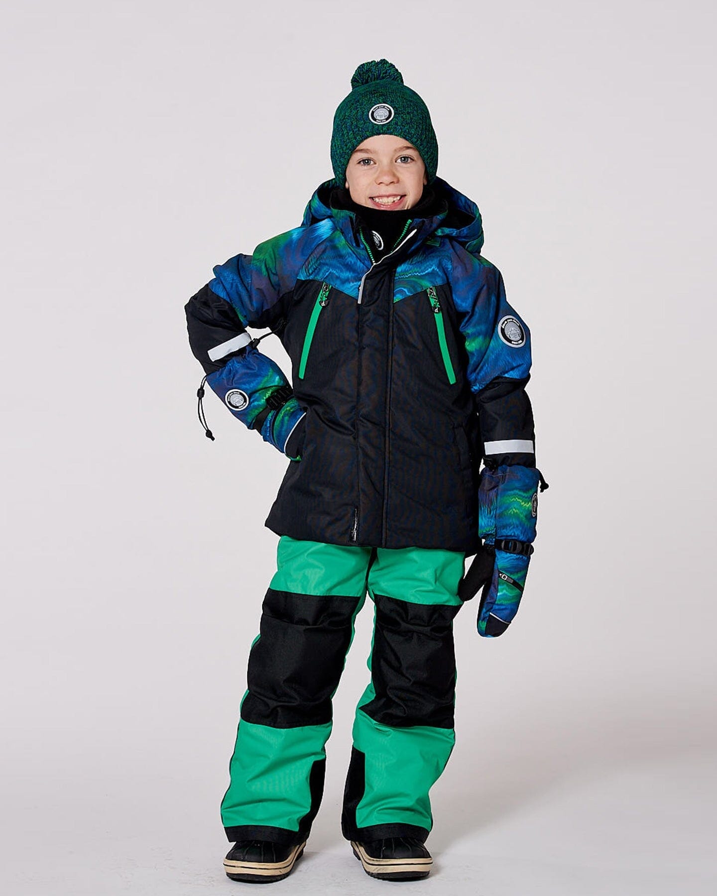 Two-Piece Play Snowsuit With Colorblocked Jacket Green