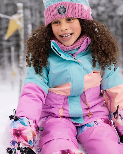 Two-Piece Play Snowsuit Pink Watercolor Flower Print