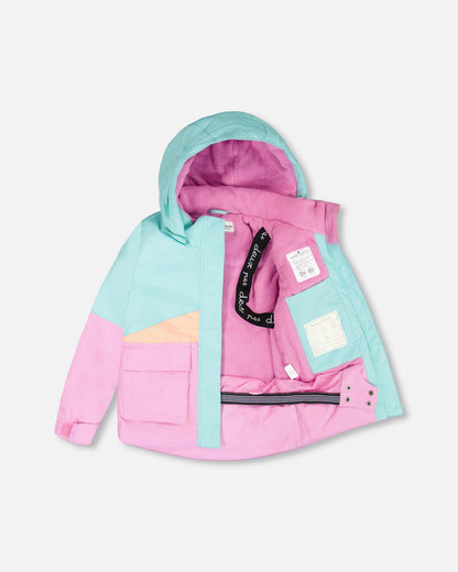 Two-Piece Play Snowsuit Pink Watercolor Flower Print