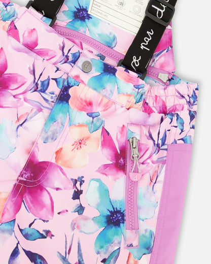 Two-Piece Play Snowsuit Pink Watercolor Flower Print