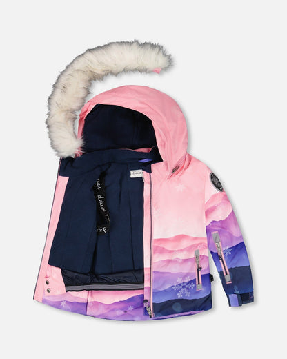 Two-Piece Play Snowsuit With Printed Jacket Navy Blue