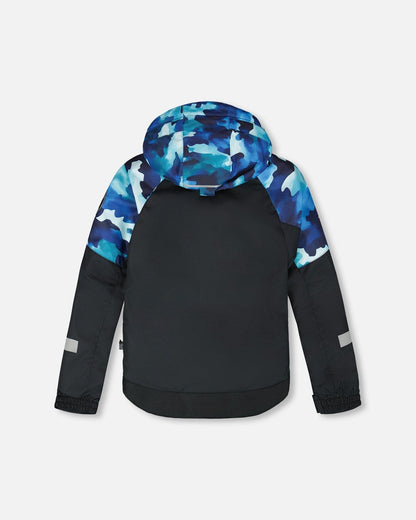 Two-Piece Play Snowsuit Teal Blue Camouflage