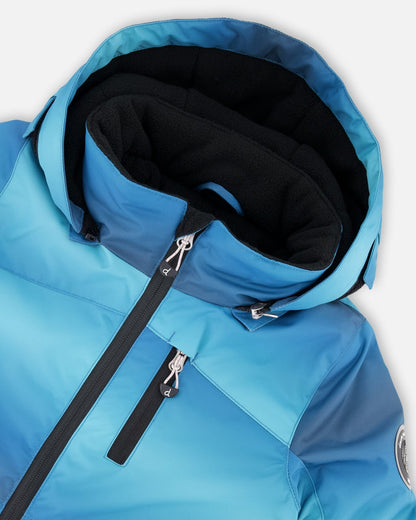 Two-Piece Play Snowsuit With Printed Jacket And Solid Pant Black