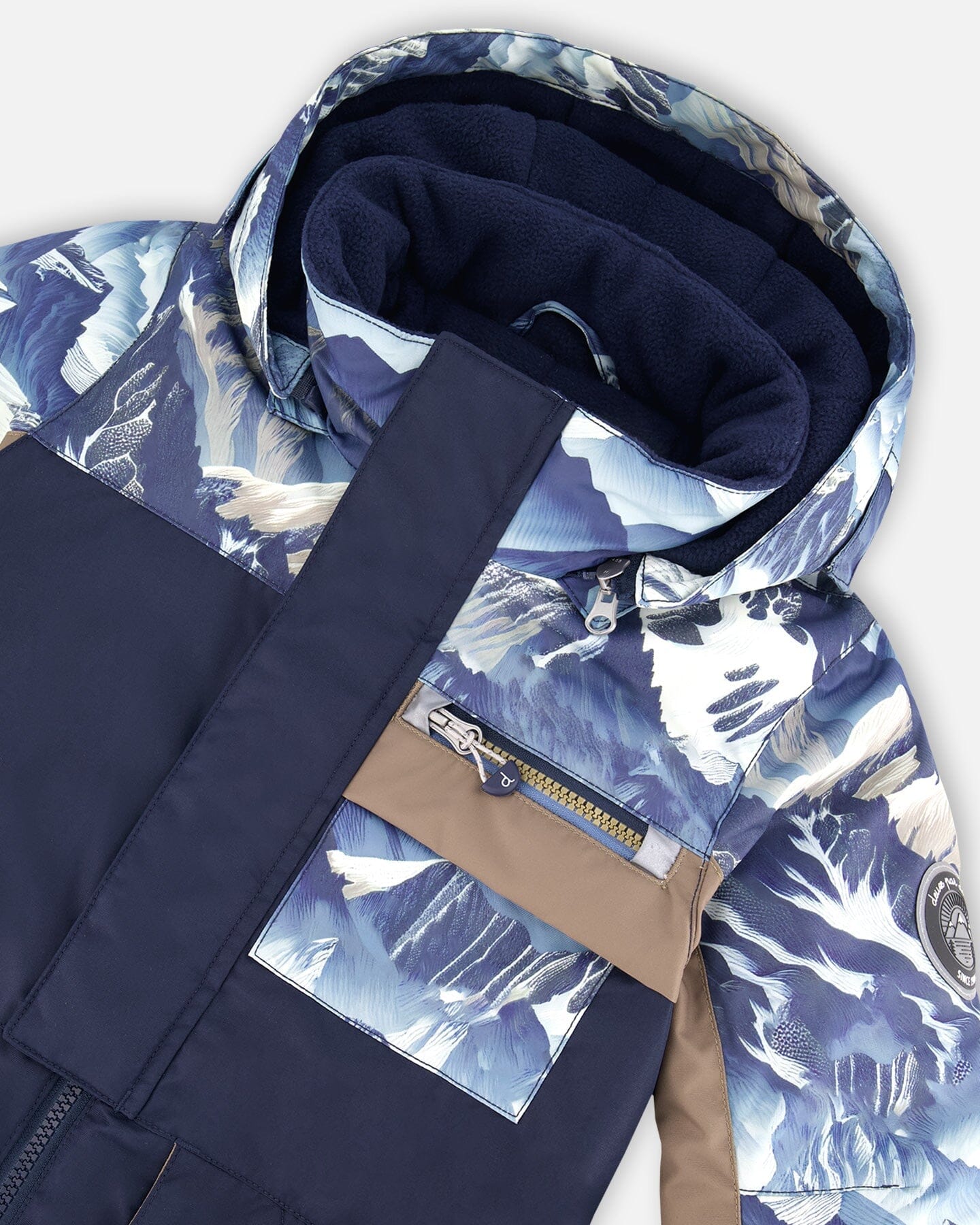 One-Piece Play Snowsuit With Mountains Print Navy Blue