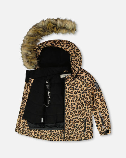 Two-Piece Play Snowsuit With Animal Print Jacket Black