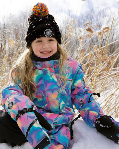 One-Piece Play Snowsuit Rainbow Heart Print