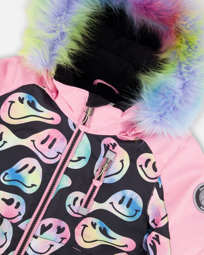 One-Piece Play Snowsuit Smiley Face Girl