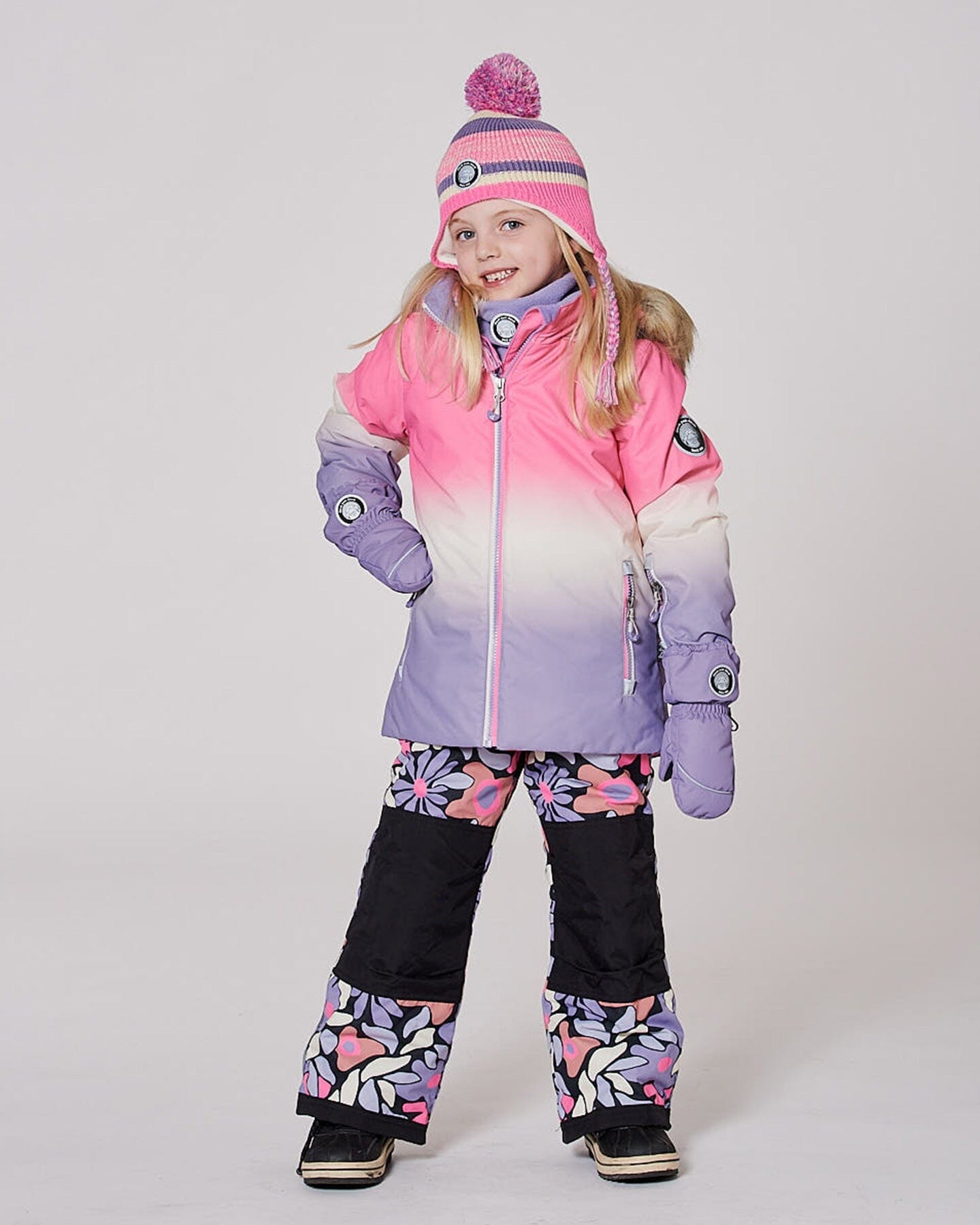 Two-Piece Play Snowsuit Black Retro Flower Print
