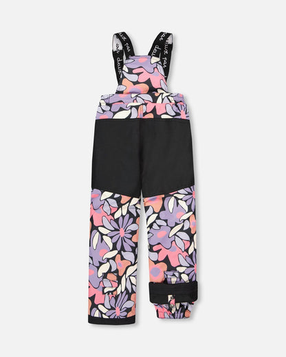 Two-Piece Play Snowsuit Black Retro Flower Print