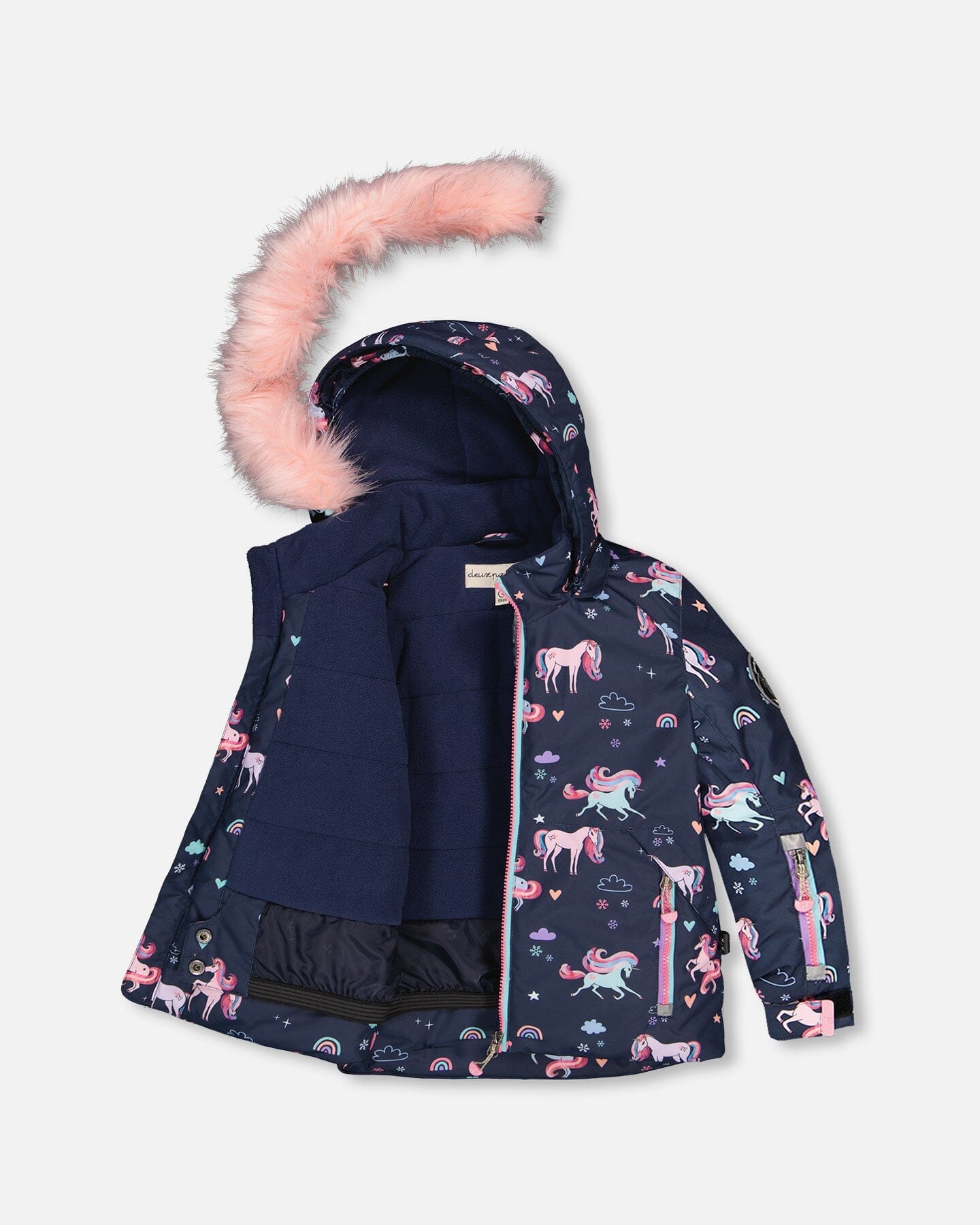 Two-Piece Play Snowsuit Navy Unicorn Print