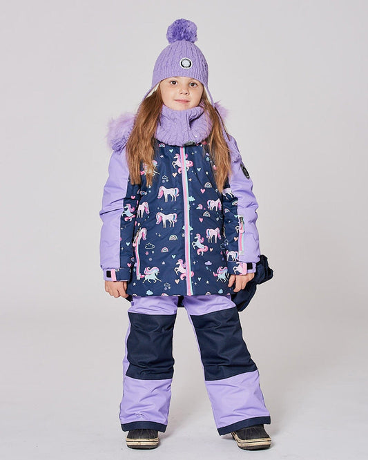 Two-Piece Play Snowsuit With Printed Colorblocked Jacket Lavender