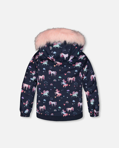 Two-Piece Play Snowsuit With Printed Jacket And Solid Pant Candy Pink